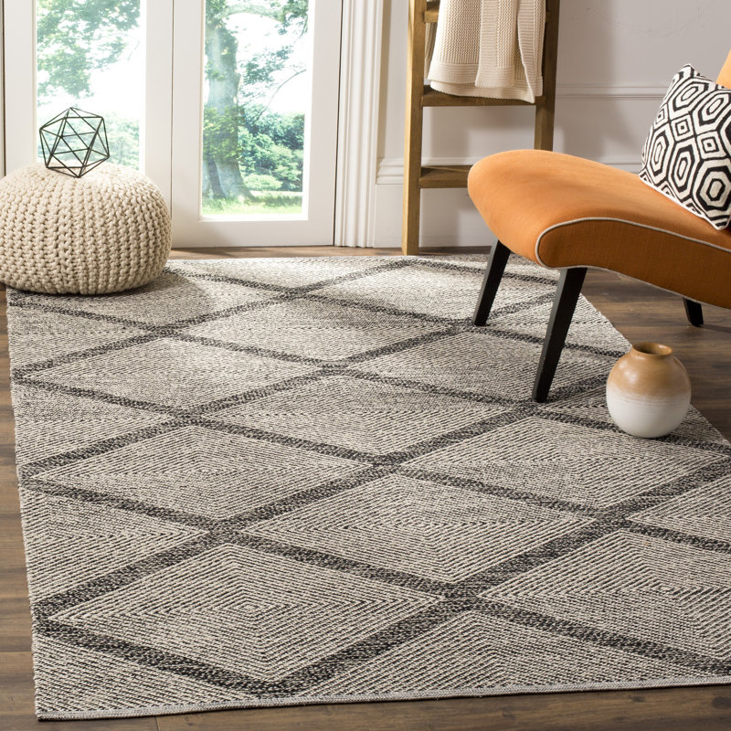 Abberton Hand Woven Cotton Geometric Rug, Rectangle 6' x 9'
