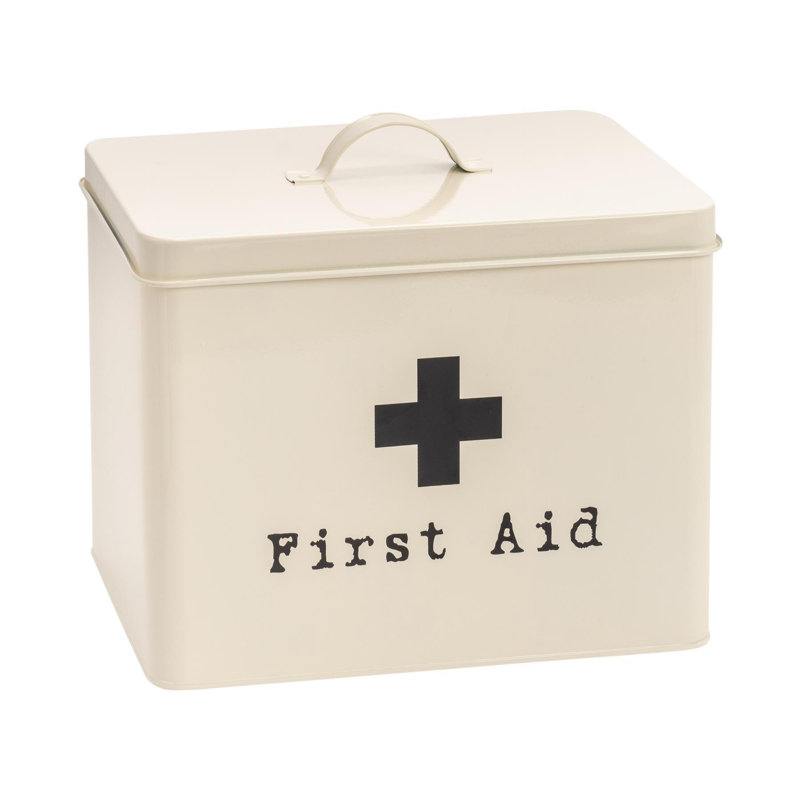 Harbour Housewares Vintage Metal First Aid Box - 29cm, Cream