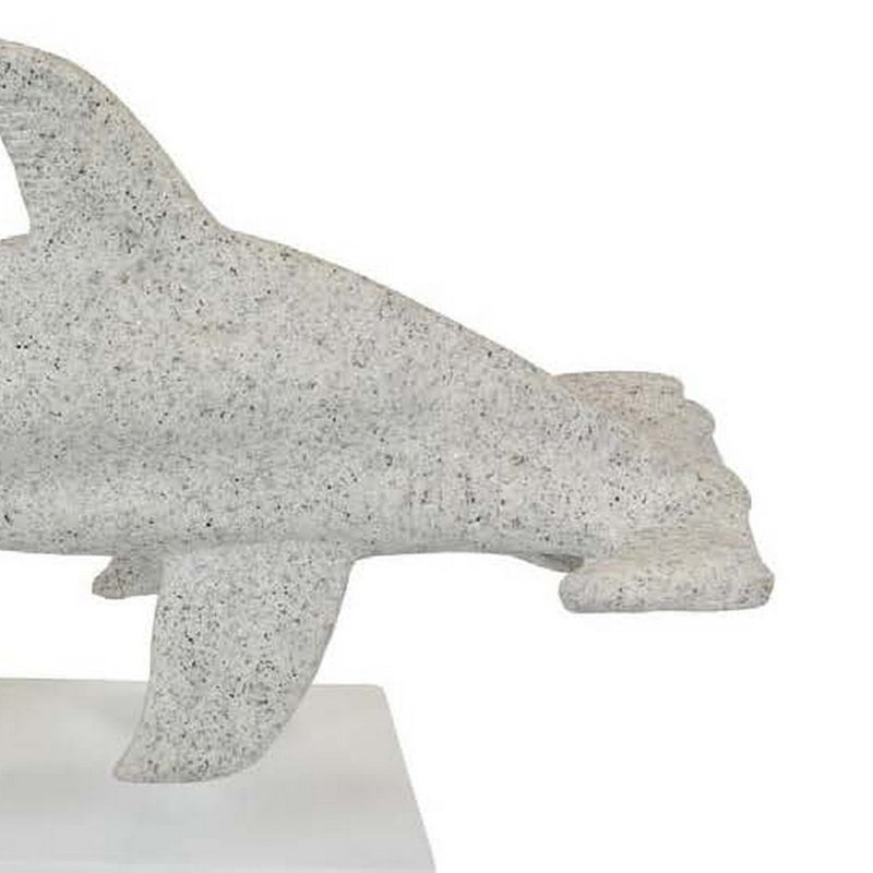 Décoration de table Shim, motif d'inspiration requin, résine blanche texturée 21 pouces