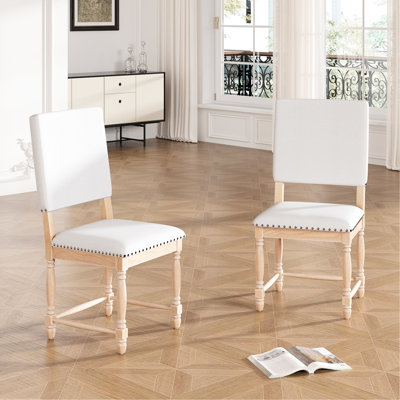 Chaises de salle à manger rembourrées confortables - 2 sièges en bois massif naturel de 330 lb avec support stable et capacité de poids rembourrée de style rétro