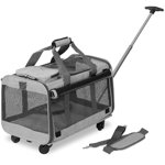 3-in-1 Pet Carrier & Stroller – 20" L x 13" W x 11.5" H, Telescoping Handle, Shoulder Strap & Handle, Durable 600D Oxford Fabric, Ventilation Panels, with Storage Pocket - KLEMM