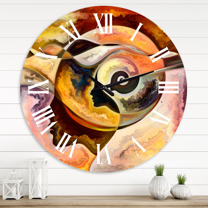 Composition graphique des silhouettes intérieures de l'homme - horloge murale moderne, Très petit