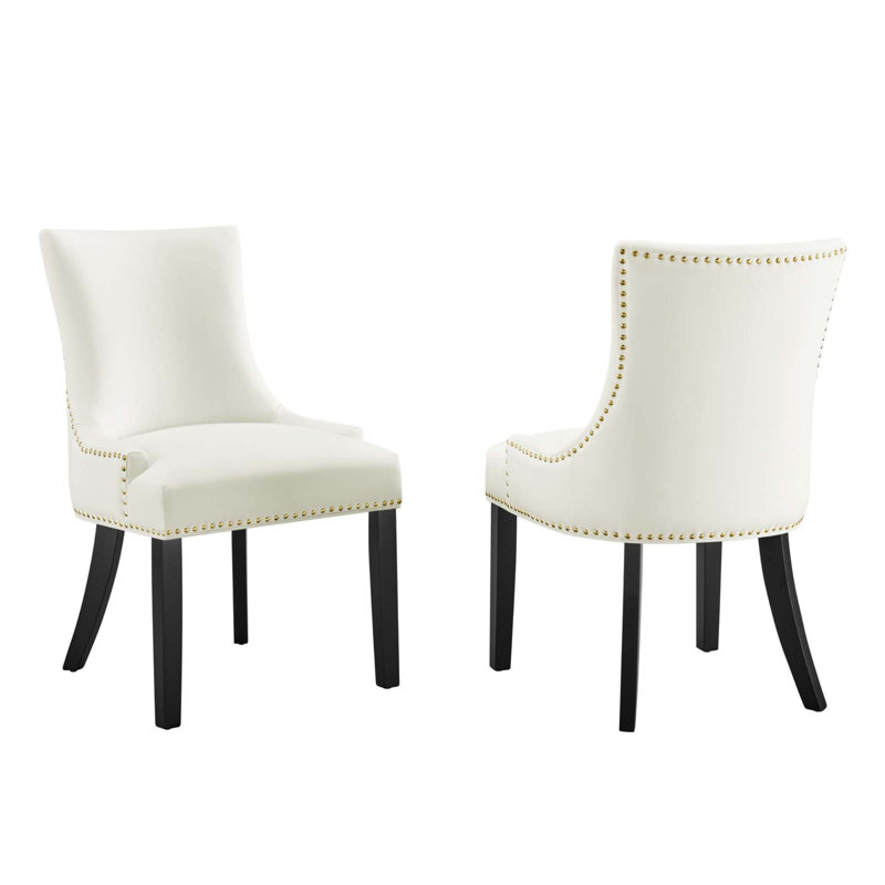 Chaises de salle à manger en velours Marquis Performance - ensemble de 2 par Modway, Blanc