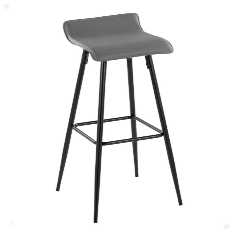 30" Contemporary Fixed-Height Bar Stool, Gray