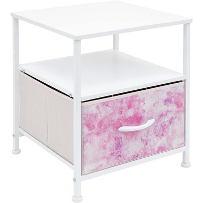 Rangement à 1 tiroir pour table de chevet Sorbus Kids, petite table de chevet pour chambre à coucher, dortoir College, structure en acier, plateau en bois, tiroir en tissu