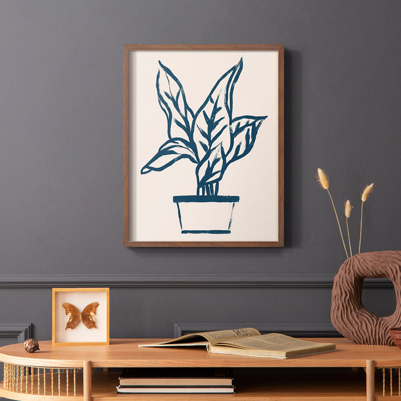 Marine Plant Sketches II, reproduction encadrée - bois massif, Brun, H 20 po x l 16 po