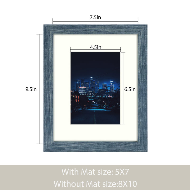 Cadre photo Dreketi, Bleu, 8 pi x 10 po emmêlé à 5 po x 7 po