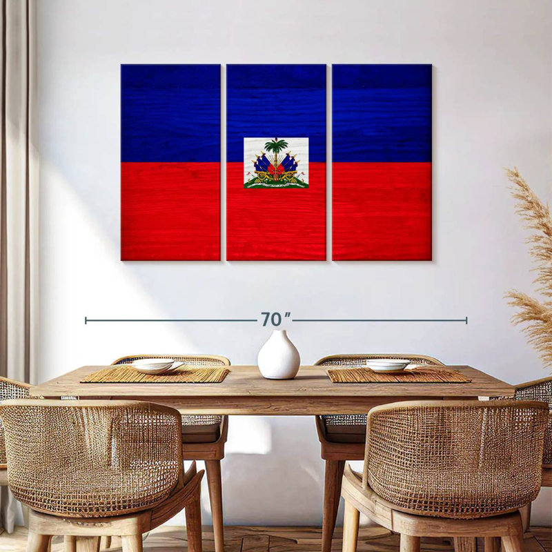 Borges Wood Haiti Flag, 36" H x 57" W