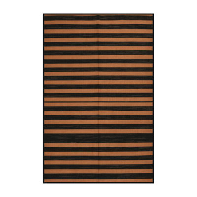 Tapis noir à rayures horizontales lavable à la machine