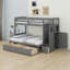 Lit superposé simple au-dessus de simple / double avec escalier, lit inférieur convertible, lit superposé en bois avec tablettes de rangement et tiroirs (nouveau)-406432881