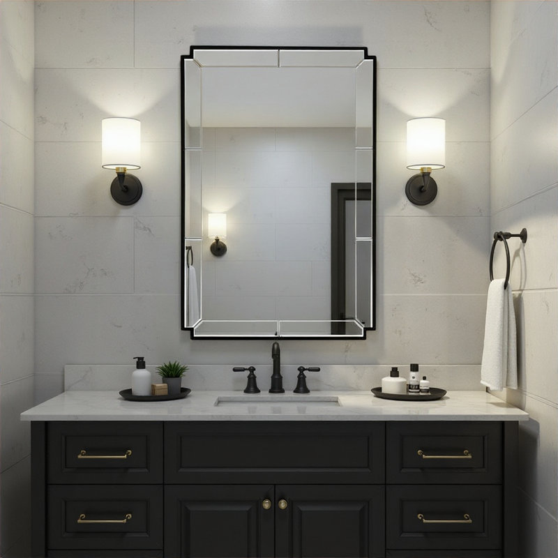 Monroe Beveled Wall Mirror, Black