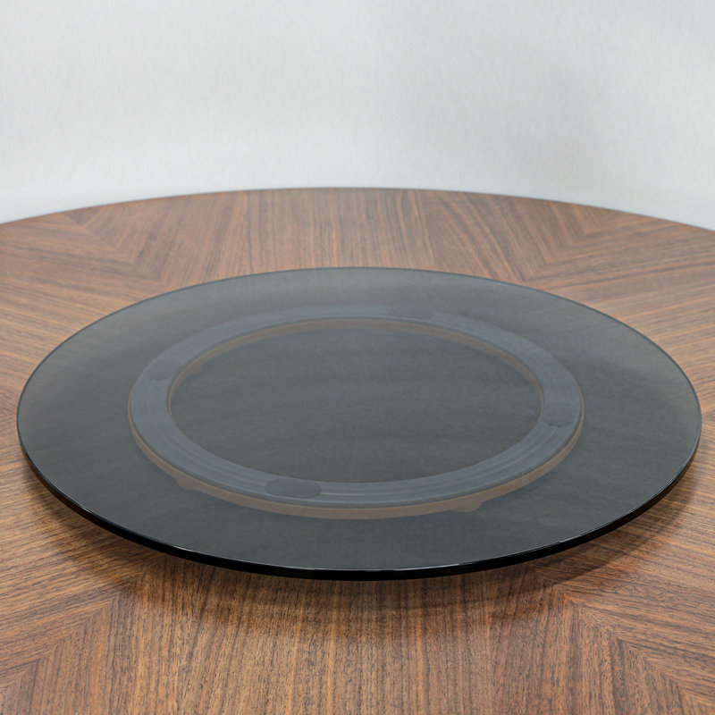 Plateau tournant sandwich en verre trempé, H 0,47 po x l 23,62 po x P 23,62 po, Gris