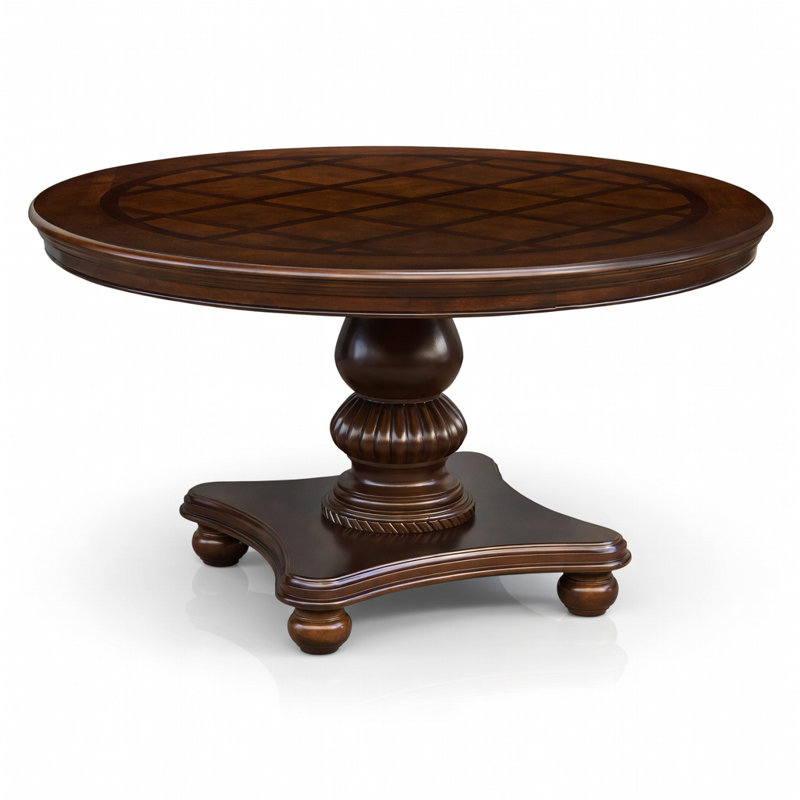 Engles 5-Piece Traditional Dining Set— 54" Round Table + 4 Side Chairs 