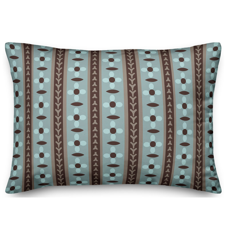 Coussin lombaire Folk Flower, Bleu / Brun