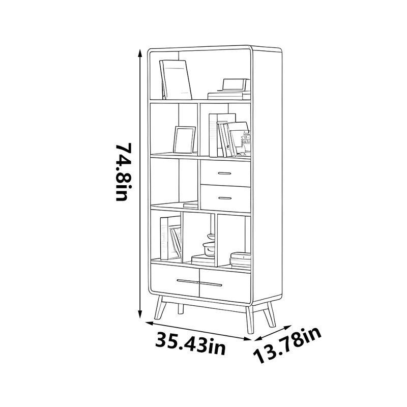 Solid wood black walnut bookcase