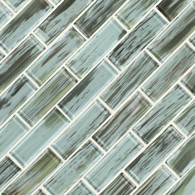 Subway 12 in. x 12 in. Glossy Glass Mosaic Wall Tile