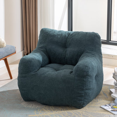 Compression Medium Adult Soft Teddy Fabric Bean Bag Chair With Foam Filled