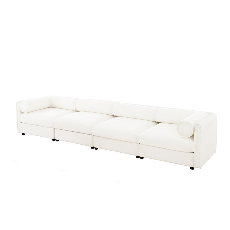 Canapé modulaire modulaire avec rangement, canapé 4 places, Blanc