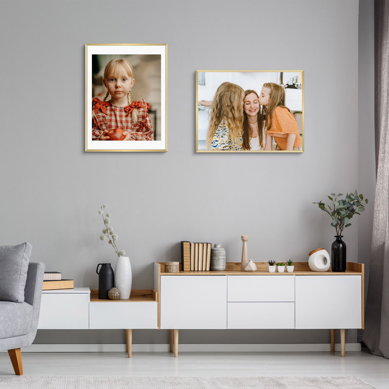 Cadre photo Drennon en métal, cadres photo ou plateau de table et fixation murale, Or, 18 po x 24 po emmêlé à 16 po x 20 po