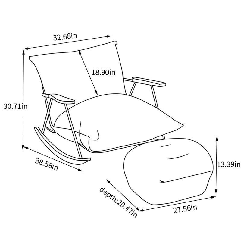 Chaise confortable avec accoudoirs en bois, Orange