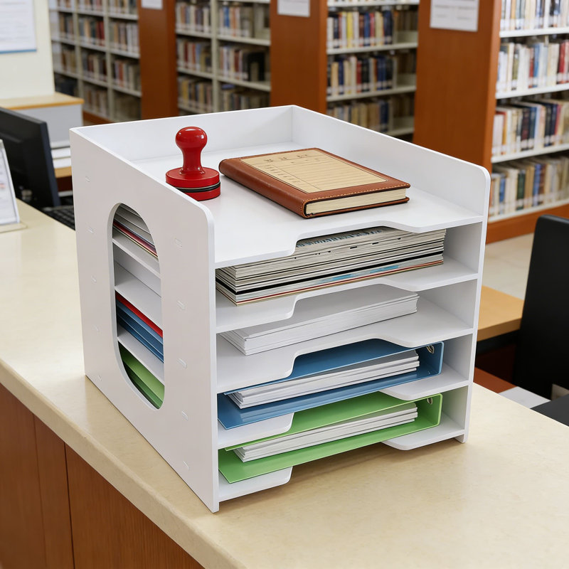 Organisateur de papier de bureau à 5 niveaux et porte-classeur, trieur de documents à couches multiples et plateau à courrier pour le bureau, la maison, l'école et la salle de classe, papier A4, cahiers et support de rangement de papeterie