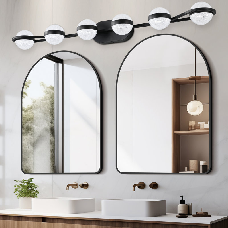 Luminaire de salle de bain minimaliste à DEL avec abat-jour en acrylique sable cristal, luminaire mural à 6 lumières pour salle de bain moderne