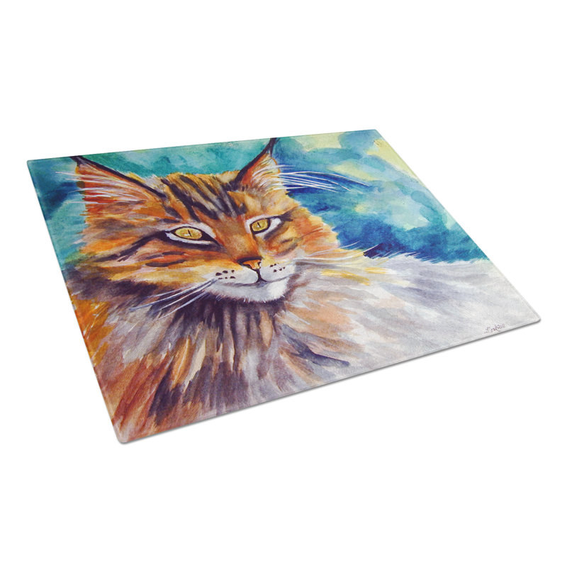 Caroline en verre trempé en verre trempé coon pour chat à l’aide de votre planche à découper