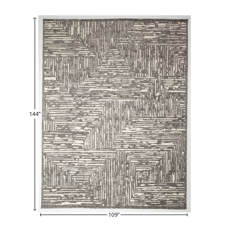 Tapis rectangulaire en laine noué à la main de couleur unie 9 pi 1 po x 12 pi Zarqa
