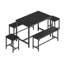 Ensemble de table de salle à manger extensible pour 4-8, grande table de cuisine extensible de 63 po avec 2 bancs et 2 tabourets, plateau en bois moderne et structure en métal, peu encombrant, facile à assembler, noir.-129768551-129768550