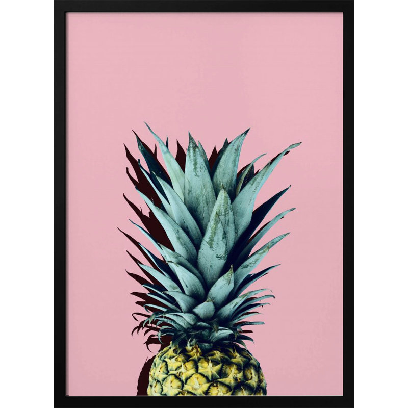 "Pineapple art 1", art mural texturé encadré, Cadre noir, H 14 po x l 10 po