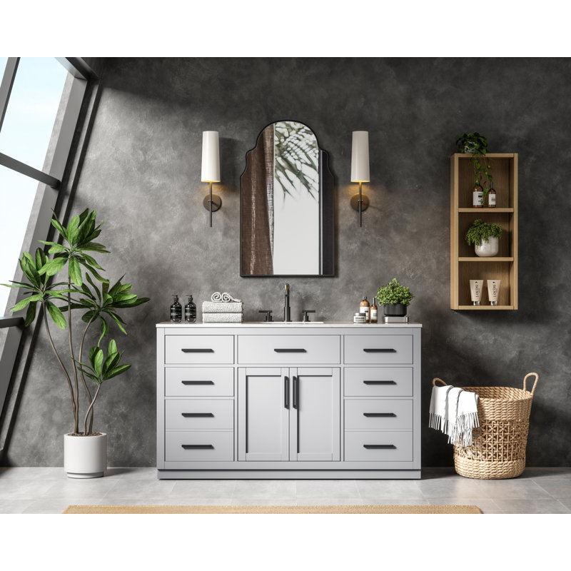 Meuble-lavabo simple 60 po Ahner, Gris