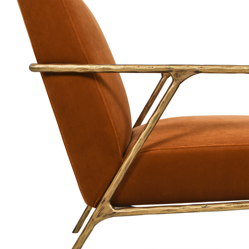 Upholstered Armchair, Burnt Orange Velvet