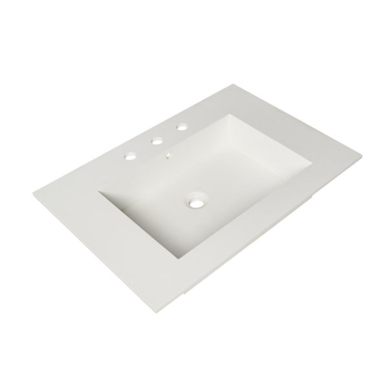 Linear 30 In. W X 21 In. D X 21.5 In. H Bath Vanity In Black Gloss With Solid Surface Countertop, 30" W