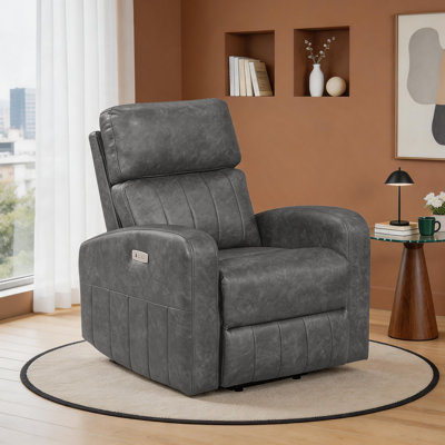 Aritha 34" Modern & Contemporary Power Lift Breathable Faux Leather Chair with Gentle Lift Motion, One-Touch Power Button & Pocket Coil Seating
