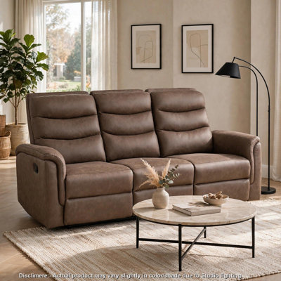 Canapé inclinable double Meloni avec table rabattable, en microfibre taupe