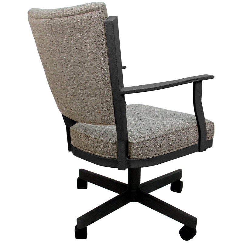 Danyael Metal Dining Caster Chair with Arms, Gray, Hemsath Driftwood