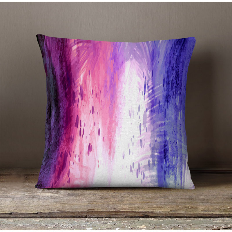 Throw Pillow With Insert, 20"H x 20"W, Pink/Purple Abstract 3
