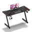 Black Gaming Desk LED Light Computer With Headphone Hook and Cup Holder Home Office Desk-903254759