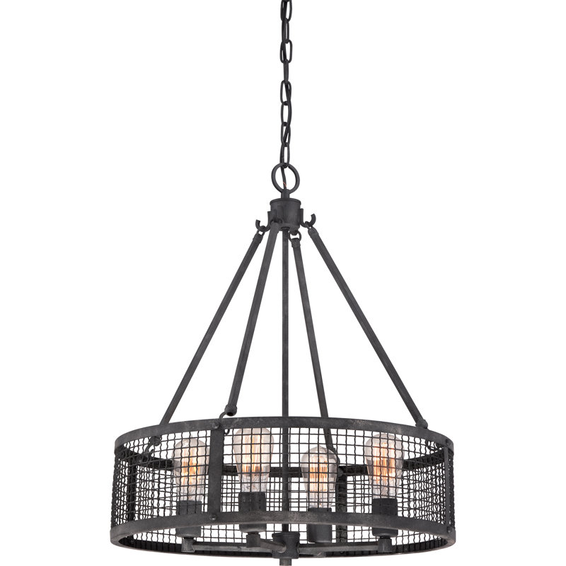 Luminaire suspendu cylindrique à 4 lumières