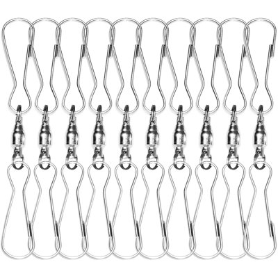 Paquet de 10 pinces à vent Abriam Anley - Crochet double pivotant de 3 po et rotatif à 360 ° et anti-enroulement et inoxydable - Idéal pour les fileuses, les petites plantes, les mangeoires d'oiseaux, les drapeaux et les articles de fête