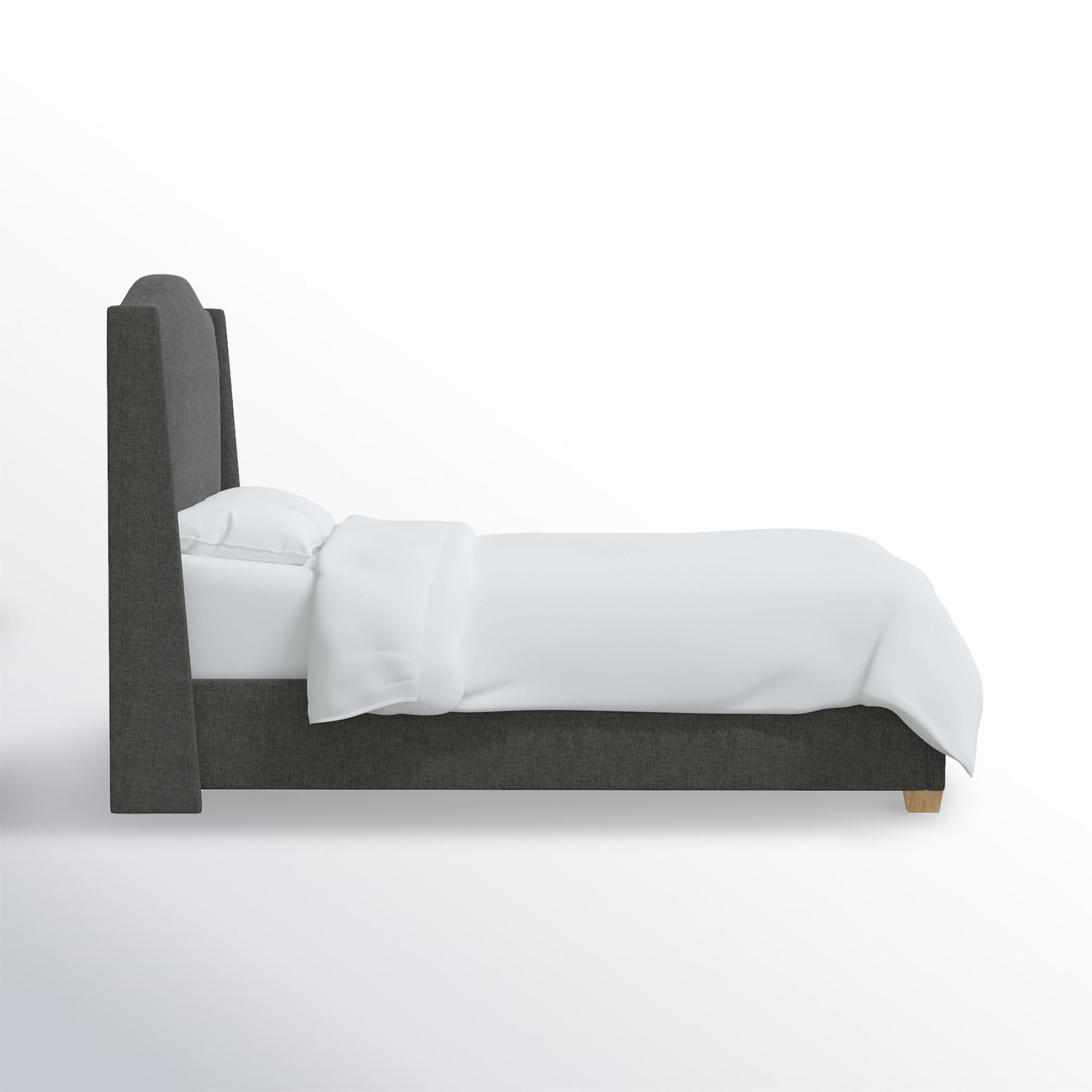 Allis Wingback Platform Bed, Queen, Zuma Charcoal Textured Linen
