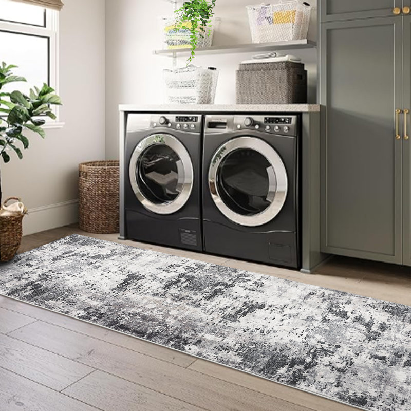 Washable Area Rug Modern Abstract Carpet with Non-Slip Backing, Stain-Resistant Low Pile Floor Rug, Easy Cleaning Foldable Indoor Mats for Bedroom, Living Room, Office