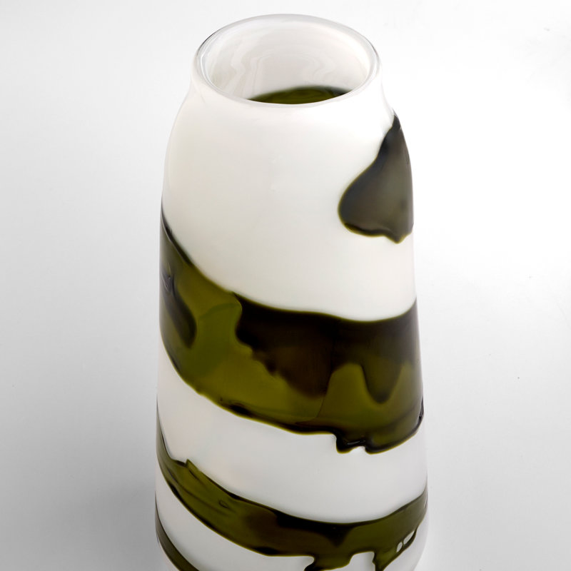 Vase Denali | Blanc irisé | Vert, H 14,25 po x l 7 po x P 7 po