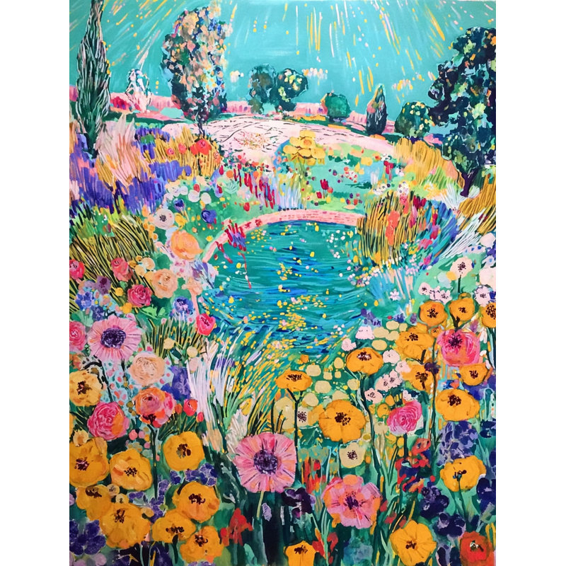 Art mural sur toile Blooming Garden Pond, H 40 po x l 30 po x P 1,5 po
