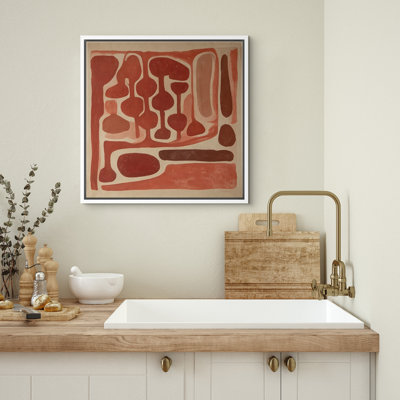 Warm Terracotta Organic Modern Abstract Wall Decor for Living Room Bedroom Framed Canvas Master Bedroom Wall Art Work Print