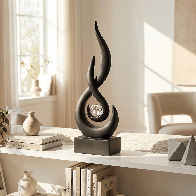 Statue de flamme noire moderne pour le salon