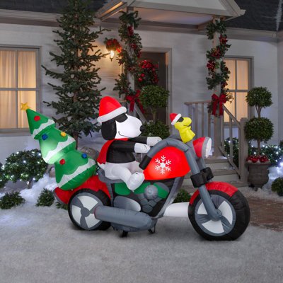 Airblown Christmas Light-Snoopy and Woodstock on Motorcycle with LEDs-Value Scene-Peanuts