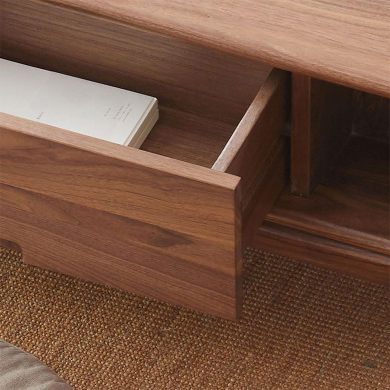 Walnut Solid- Wood Rectangular Coffee Table, 16.54" H x 39.37" L x 22.05" W