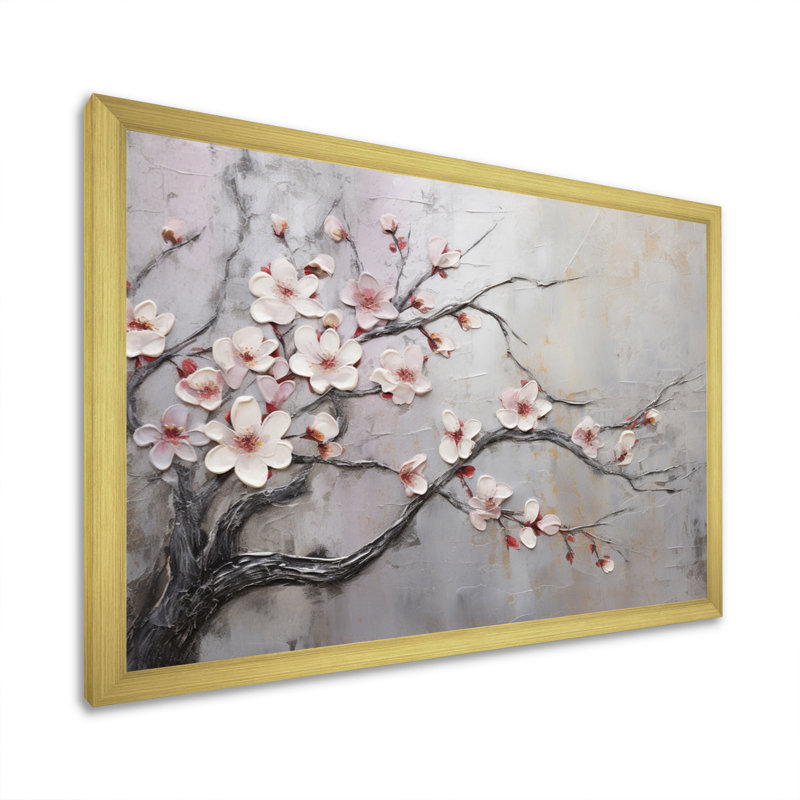Fleur de pommier harmonie - impression, H 16 po x l 32 po x P 1 po, Encadrement doré