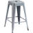 Backless Modern Lightweight Industrial Metal Bar Stools with 4 Leg Design, Set of 2, 24 Inch Seat, Silver-113833241-113833253
